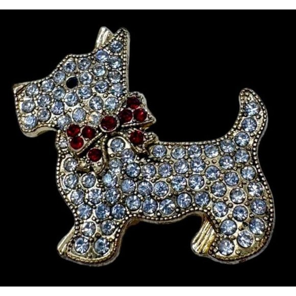 Monet Jewelry - Signed Monet Scottish Terrier Scotty Dog Christmas Holiday Pin Brooch Jewelry 2"